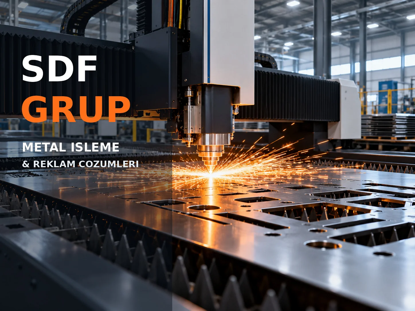 Metal sac üzerinde fiber lazer kesim işlemini temsil eden — yapay zekâ ile oluşturulmuş temsili görsel
